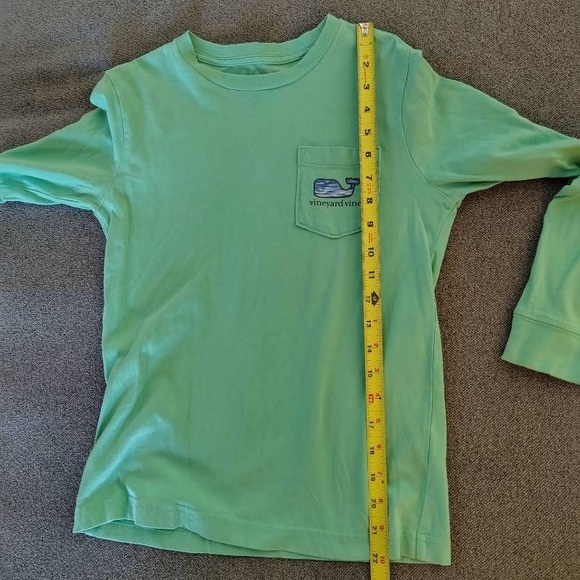 2 Vineyard Vines Boys S 8-10 Long Sleeve Tees - Mint and Sky Blue Logo Pockets - Picture 12 of 14